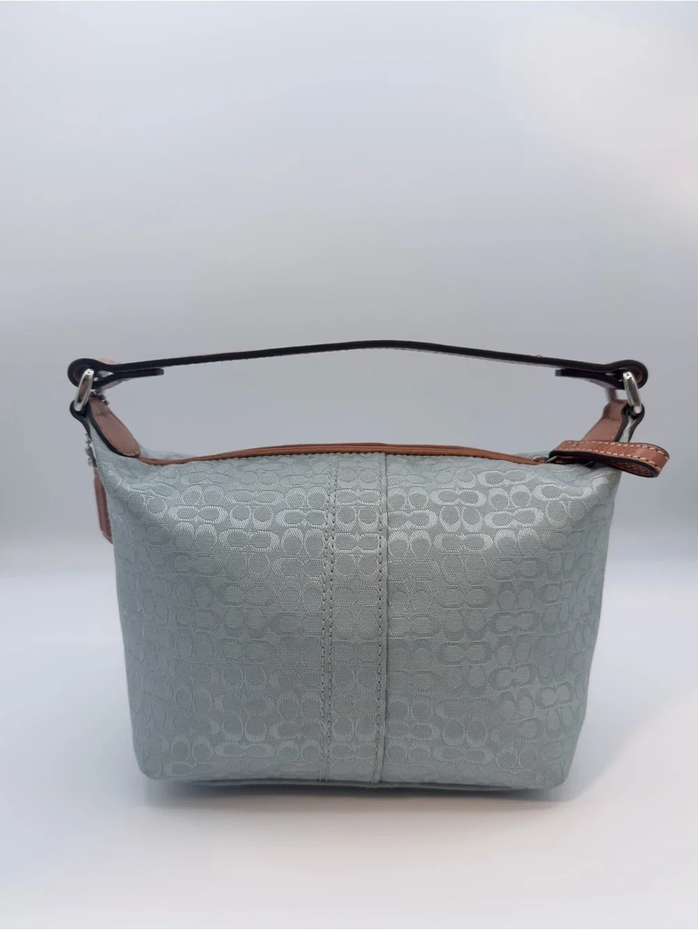 Vintage Coach Y2K Soho Mini Signature Jacquard Top Handle Aqua Blue